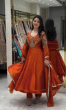 New Party Wear & Festive Look Pure Roman Silk Anarkali Gown Dupatta & Plazzo Set