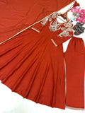 New Party Wear & Festive Look Pure Roman Silk Anarkali Gown Dupatta & Plazzo Set