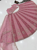 TWO COLOUR BRIDAL WEAR HEAVY EMBROIDERY BEADS SEQUENCE WORK LEHENGAS WITH DUPATTA SET