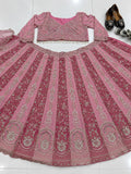 TWO COLOUR BRIDAL WEAR HEAVY EMBROIDERY BEADS SEQUENCE WORK LEHENGAS WITH DUPATTA SET