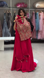 FESTIVAL SPECIAL SEQUENCE EMBROIDERY ON FAUX GEORGETTE FABRIC TOP AND PLAZZO WITH DUPATTA SET