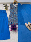 FESTIVAL SPECIAL SEQUENCE EMBROIDERY ON FAUX GEORGETTE FABRIC TOP AND PLAZZO WITH DUPATTA SET
