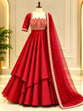 New Party Wear Look Pure Fandy Crush Silk Gown Dupatta & Bottom Set