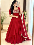 New Party Wear Look Pure Fandy Crush Silk Gown Dupatta & Bottom Set