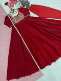 New Party Wear Look Pure Fandy Crush Silk Gown Dupatta & Bottom Set