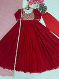 New Party Wear Look Pure Fandy Crush Silk Gown Dupatta & Bottom Set