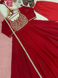 New Party Wear Look Pure Fandy Crush Silk Gown Dupatta & Bottom Set