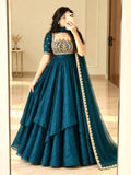 New Party Wear Look Pure Fandy Crush Silk Gown Dupatta & Bottom Set