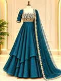New Party Wear Look Pure Fandy Crush Silk Gown Dupatta & Bottom Set