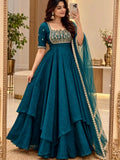 New Party Wear Look Pure Fandy Crush Silk Gown Dupatta & Bottom Set
