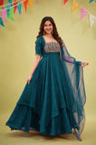New Party Wear Look Pure Fandy Crush Silk Gown Dupatta & Bottom Set