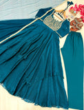 New Party Wear Look Pure Fandy Crush Silk Gown Dupatta & Bottom Set