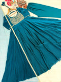 New Party Wear Look Pure Fandy Crush Silk Gown Dupatta & Bottom Set