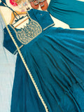 New Party Wear Look Pure Fandy Crush Silk Gown Dupatta & Bottom Set