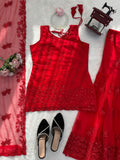 Heavy Soft Net with Intricate Thread With Sequence work Salwar Kameez