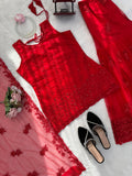 Heavy Soft Net with Intricate Thread With Sequence work Salwar Kameez