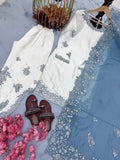 NewDesigner Party Wear Look Pure Roman Glass Top & Fancy Palazzo With Dupatta set