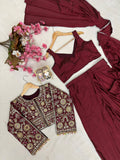 Premium Chinon Silk NEWLY LAUNCHED READY TO WEAR LEHENGA SAREE DESIGN SET