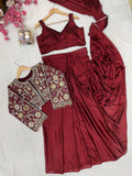 Premium Chinon Silk NEWLY LAUNCHED READY TO WEAR LEHENGA SAREE DESIGN SET