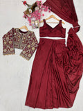 Premium Chinon Silk NEWLY LAUNCHED READY TO WEAR LEHENGA SAREE DESIGN SET