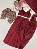 Premium Chinon Silk NEWLY LAUNCHED READY TO WEAR LEHENGA SAREE DESIGN SET