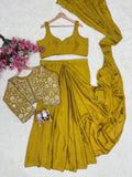Premium Chinon Silk NEWLY LAUNCHED READY TO WEAR LEHENGA SAREE DESIGN SET