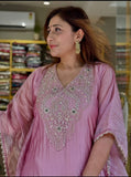 Pure Salsa Crush Silk With Embroidery 5mm Sequence Work Co-Ord Set