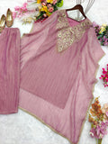 Pure Salsa Crush Silk With Embroidery 5mm Sequence Work Co-Ord Set