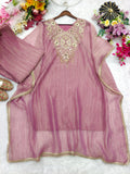 Pure Salsa Crush Silk With Embroidery 5mm Sequence Work Co-Ord Set