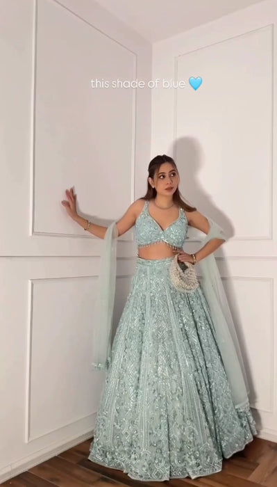 Premium Soft Butterfly Net Lehenga Choli Embellished With Beautiful Embroidery Work