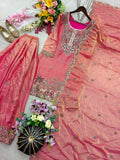 Pure Fendy Silk With Embroidery 5mm Sequence Work Salwar Kameez