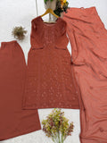 DESIGNER SUIT WITH SEQUENCE EMBROIDERY WORK TOP PLAZZO AND DUPATTA
