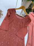 DESIGNER SUIT WITH SEQUENCE EMBROIDERY WORK TOP PLAZZO AND DUPATTA