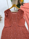 DESIGNER SUIT WITH SEQUENCE EMBROIDERY WORK TOP PLAZZO AND DUPATTA