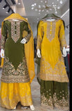 Natural crep with Intricate Thread & Sequence work Salwar Kameez
