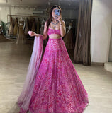 Premium Butterfly Soft Net Embellished With Heavy Thread Embroidery Lehenga Choli