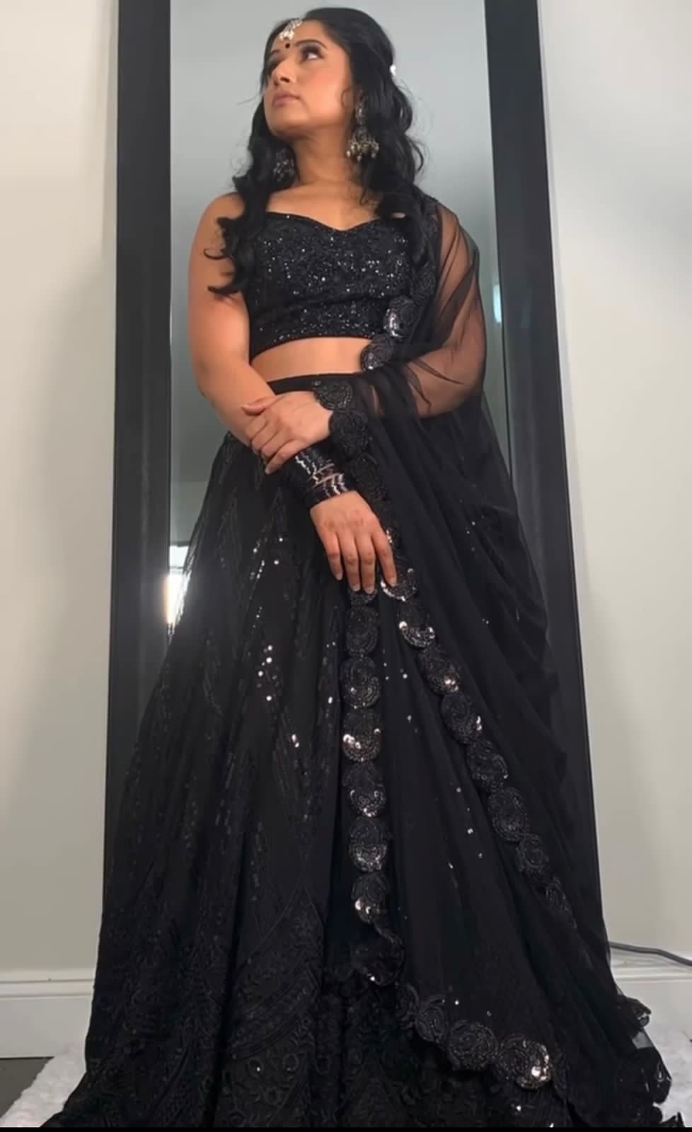 Beautiful Black Faux Georgette Lehenga With 5mm Sequence Work