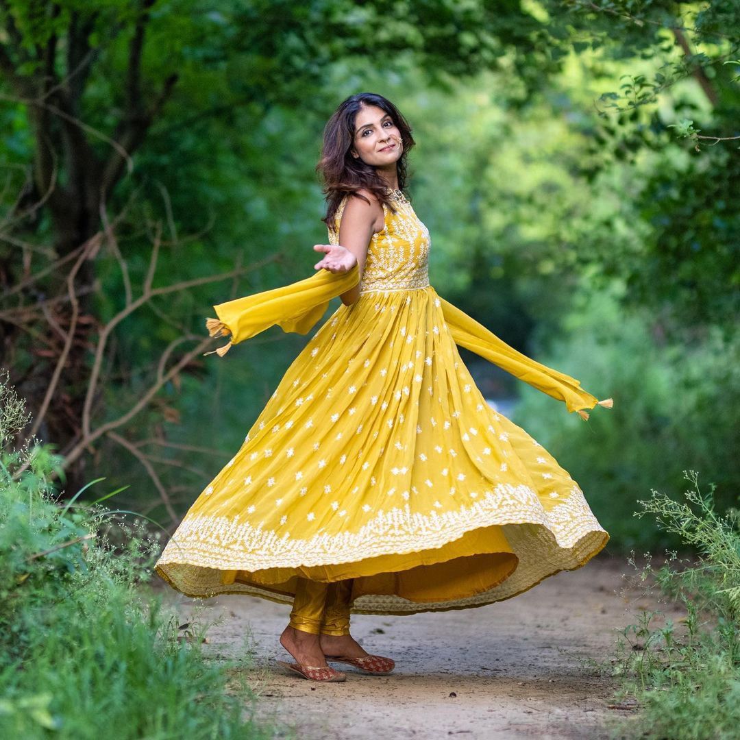 Designer Party Wear Look Yellow color Gown With Palazzo & Dupatta Set –  urban-trend.co.in