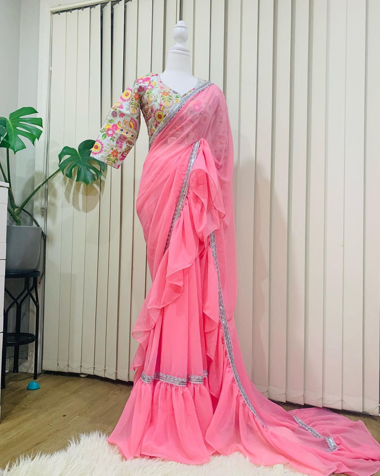 Buy online Banarasi Organza saree with zari weaving border and pallu -  Pink-AF515