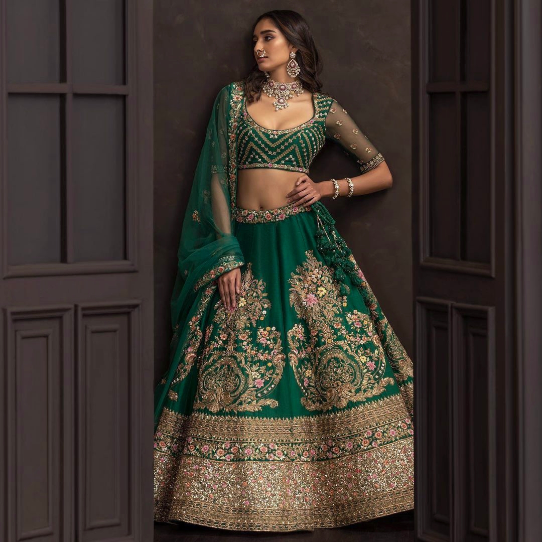 Buy Stoveorama Lehenga Choli For Women Georgette With Embrodery Sequence  Zari Work Pista Green at Amazon.in