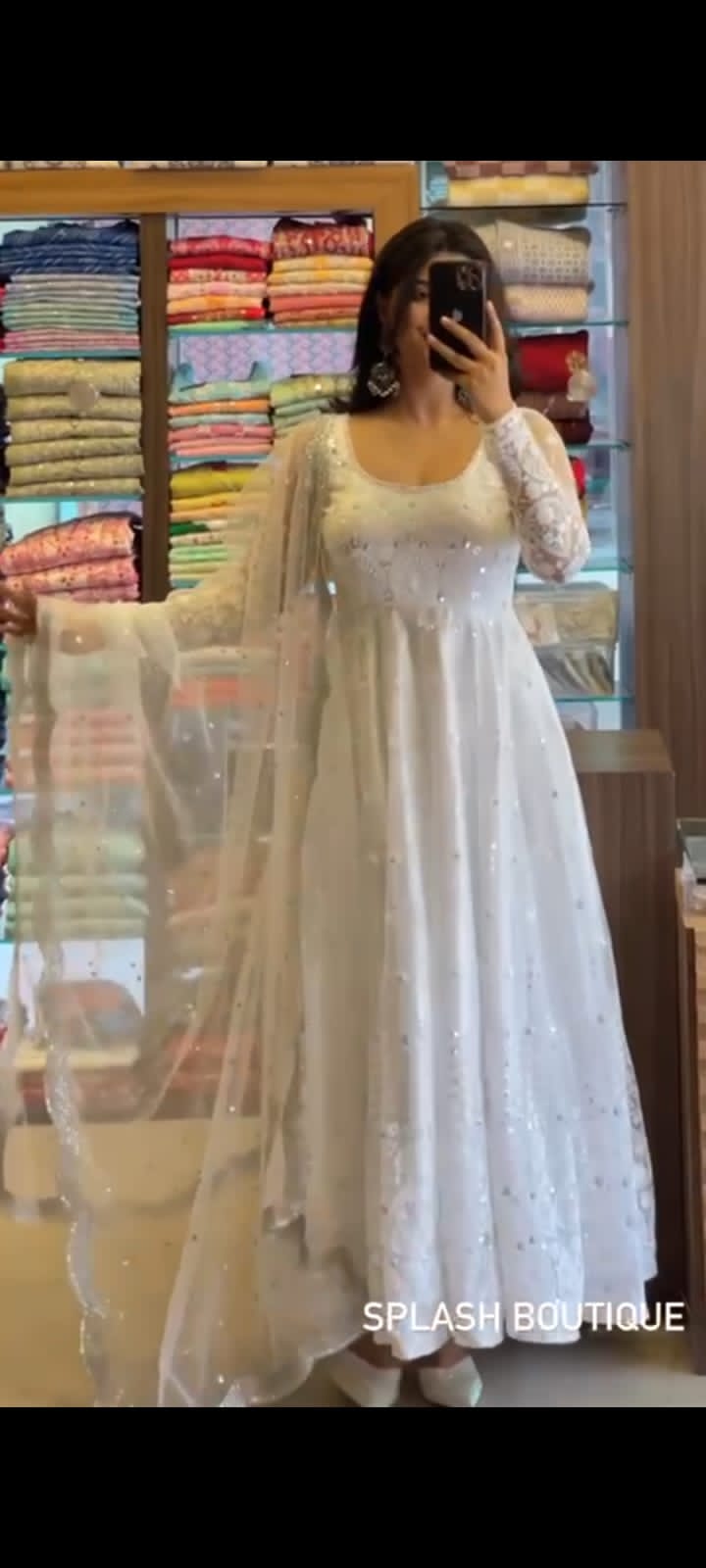 White Gown with Digital Dupatta