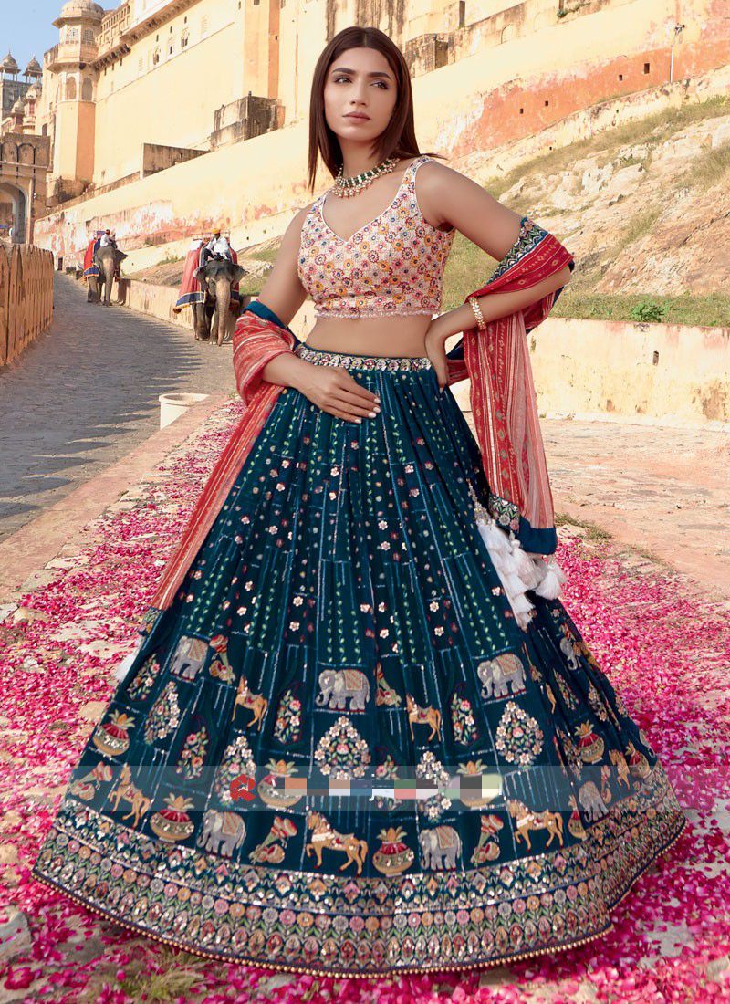 Traditional Deep Pink Banarasi Silk Embroidered Bridal Lehenga Choli –  Empress Clothing